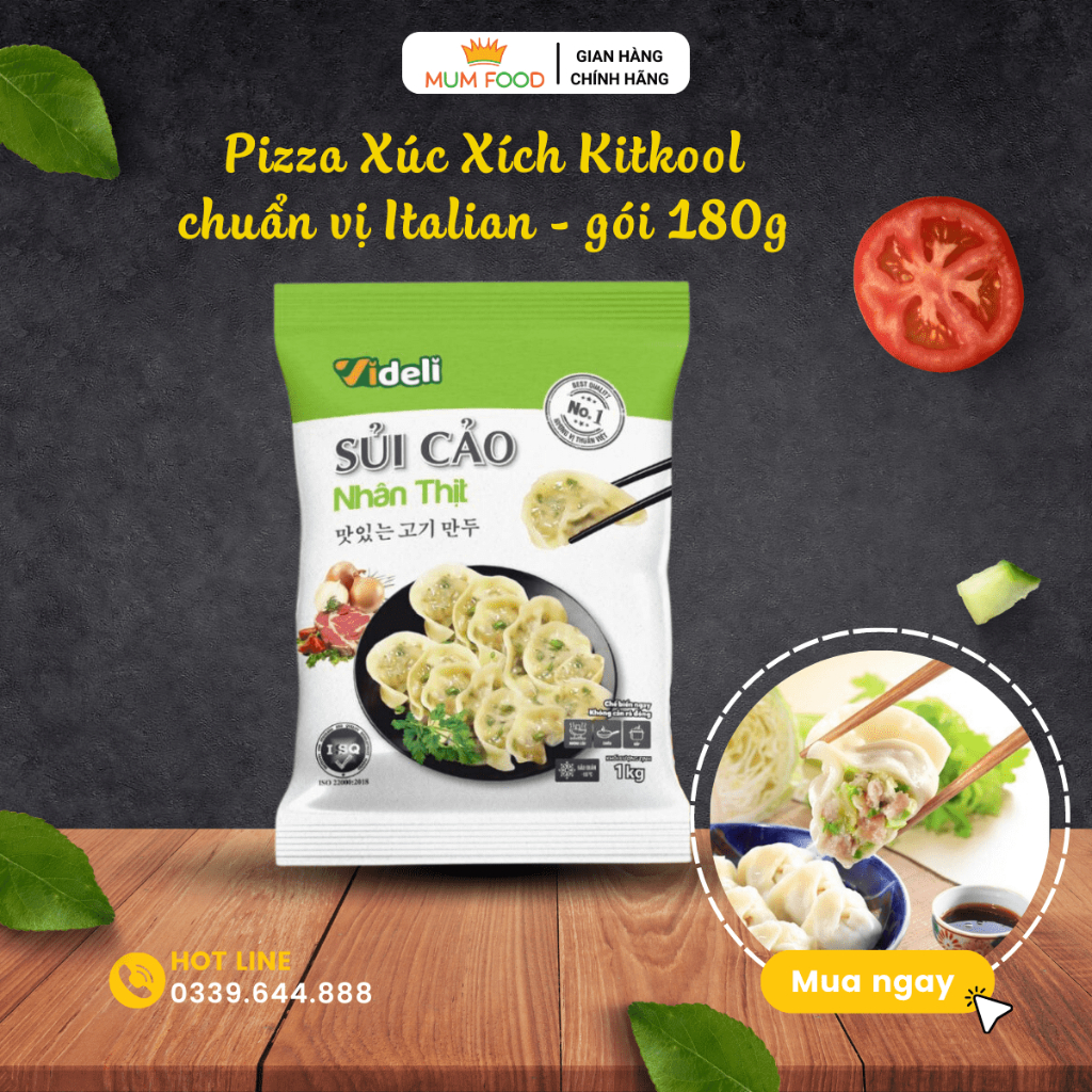 Sủi Cảo Nhân Tôm, Nhân Thịt Thương Hiệu Videli - MumFood Store - Công thức chuẩn vị truyền thống - gói 500g và gói 1kg