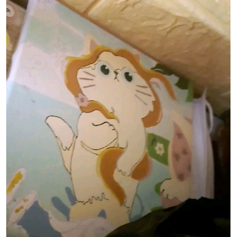 Tranh tô màu theo số Size mini 20x20cm căng khung sẵn Mèo trừu tượng