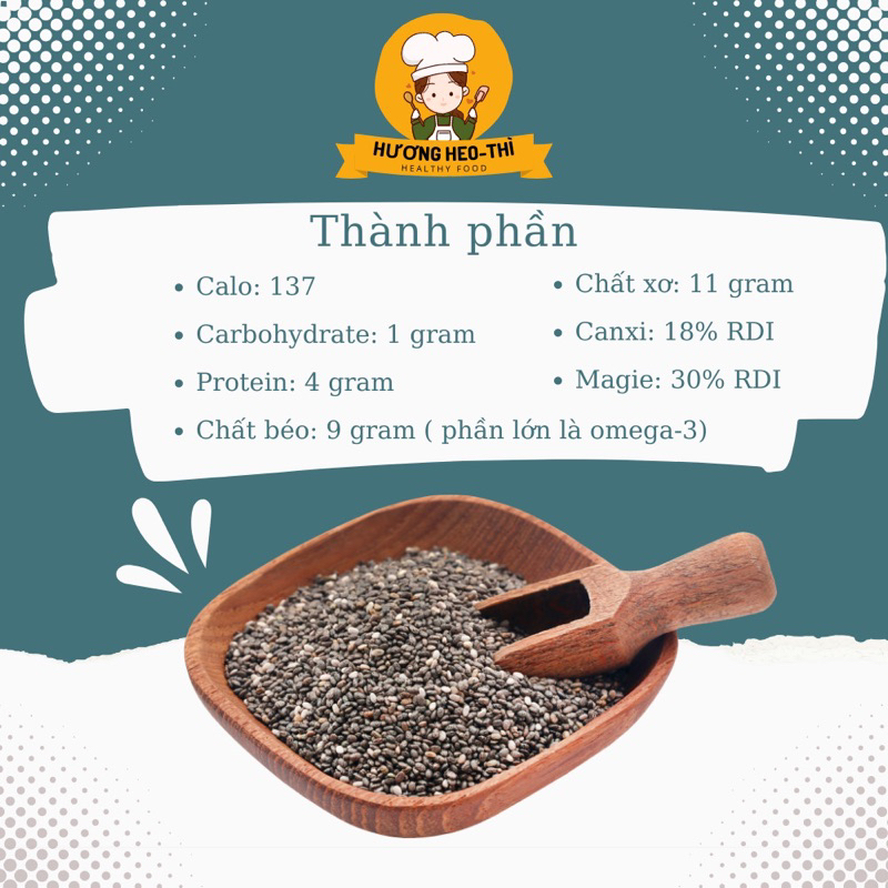 Hạt Chia Hữu Cơ túi 100g, Hạt Chia Giảm Cân An Toàn Chính Hãng