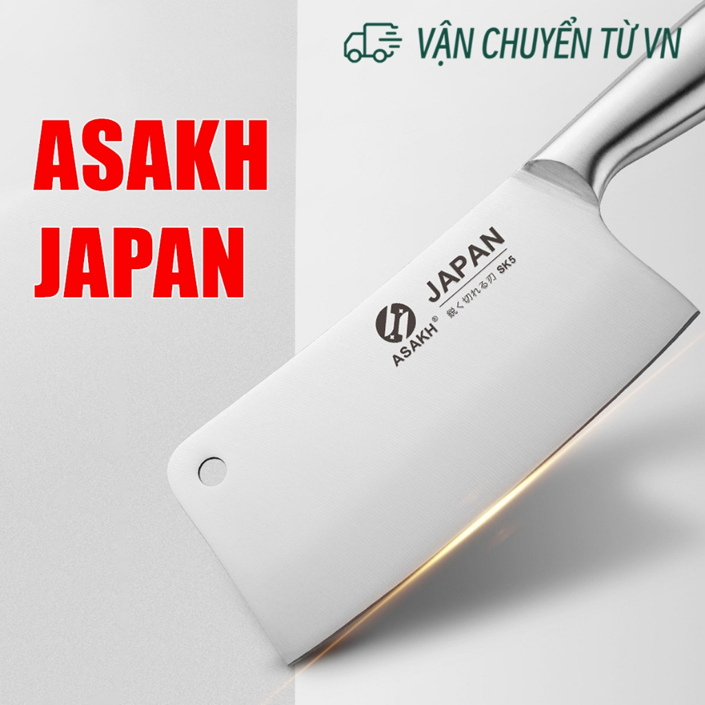 Dao chặt ASAKH JAPAN - Hàng nội địa Nhật. Dụng cụ Dao CHẶT XƯƠNG/ Dao thái thịt làm từ thép Không gỉ SK5 CAO CẤP