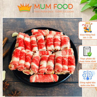 Gù bò úc cuộn nhập khẩu cao cấp - mumfood store - thịt gù bò có các vân mỡ đan xen ngọt béo - khay 500g