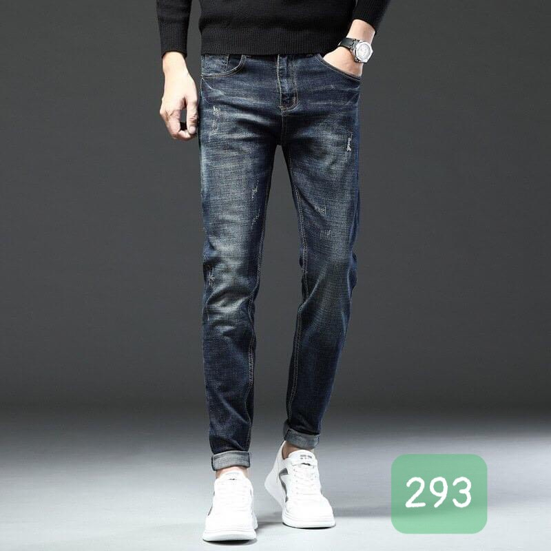 Quần Jean Nam chất liệu denim co giản 4 chiều xanh đen trơn chuẩn from dáng cho nam chuẩn size nhiều mẫu mới đẹp MS293