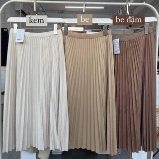 Chân váy maxi xếp ly lưng thun - V658