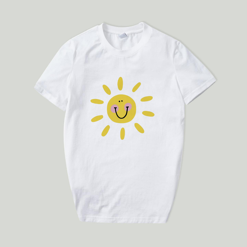 Áo gia đình Family đồng phục gia đình Mặt Trời áo thun cotton mềm mịn màu trắng mặt thoáng mát không xù lông