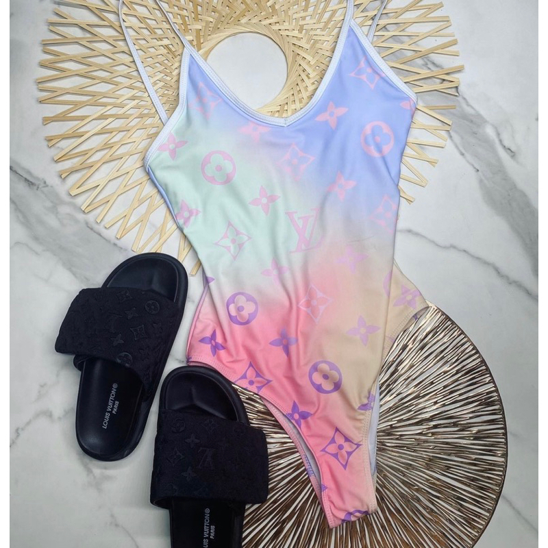 BODYSUIT LV OMBRE TÍM HỒNG/XANH NÂU NEW