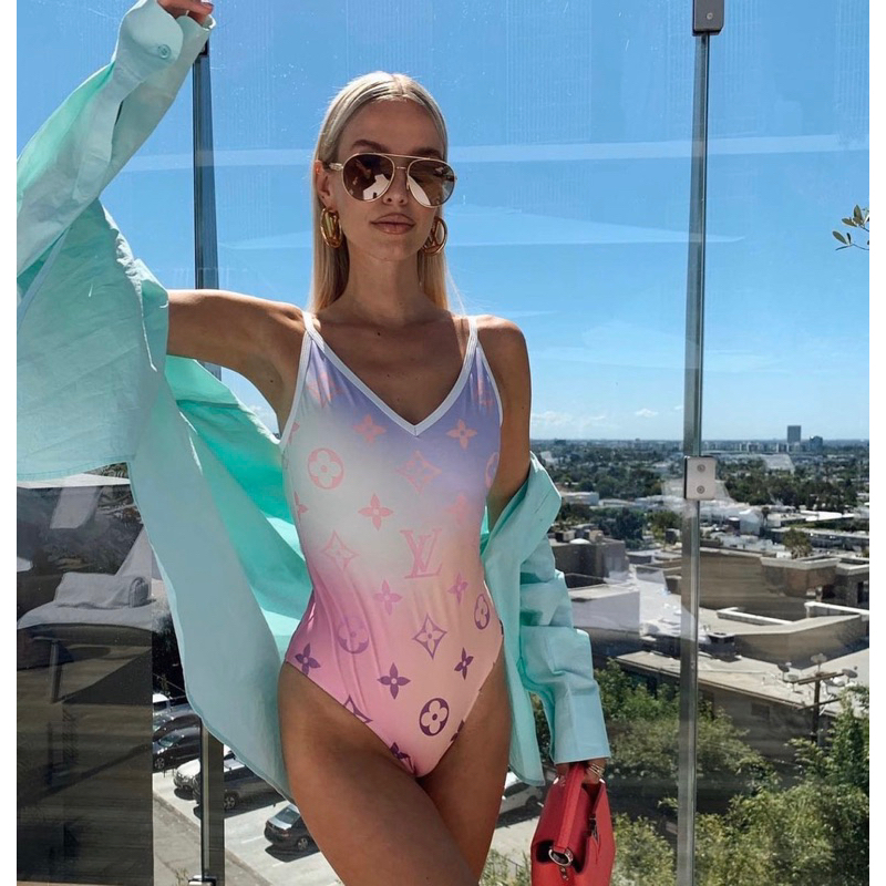 BODYSUIT LV OMBRE TÍM HỒNG/XANH NÂU NEW