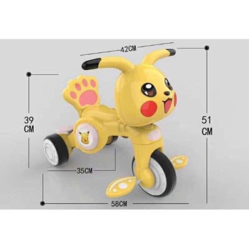 Xe đạp 3 bánh Pikachu có đèn, có nhạc vui nhộn