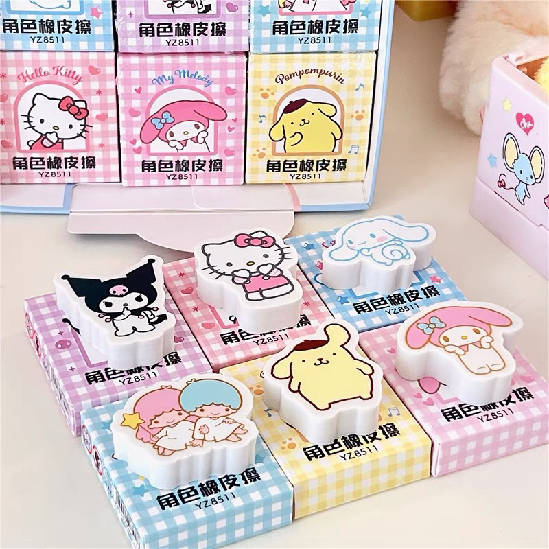Gôm tẩy cao su dễ thương hoạt hình Sanrio Kuromi Kitty Cinnamoroll TwinStars Pompurin Melody