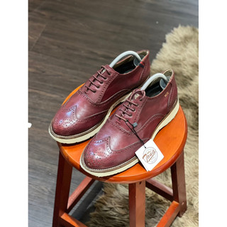 [Giày 2hand] [Size 41] Giày Tây Kiểu Dáng Wingtips Màu Đỏ Mận