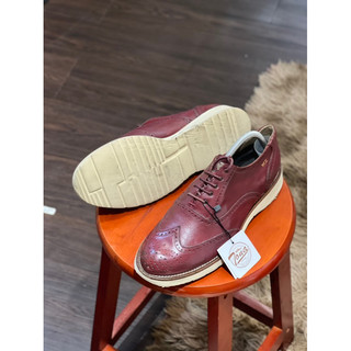 [Giày 2hand] [Size 41] Giày Tây Kiểu Dáng Wingtips Màu Đỏ Mận