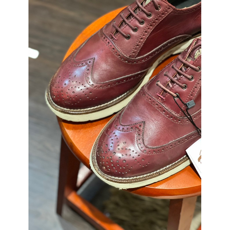 [Giày 2hand] [Size 41] Giày Tây Kiểu Dáng Wingtips Màu Đỏ Mận