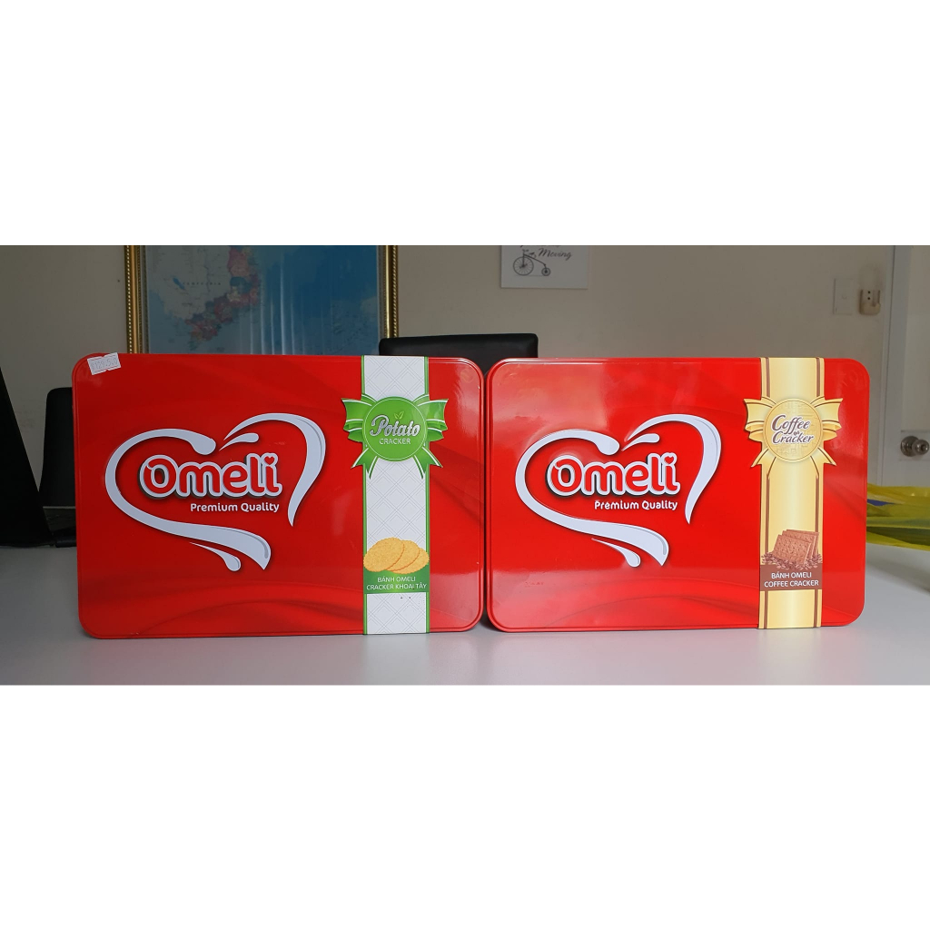 Bánh Omeli Cracker khoai tây - Hộp thiếc vuông 400g
