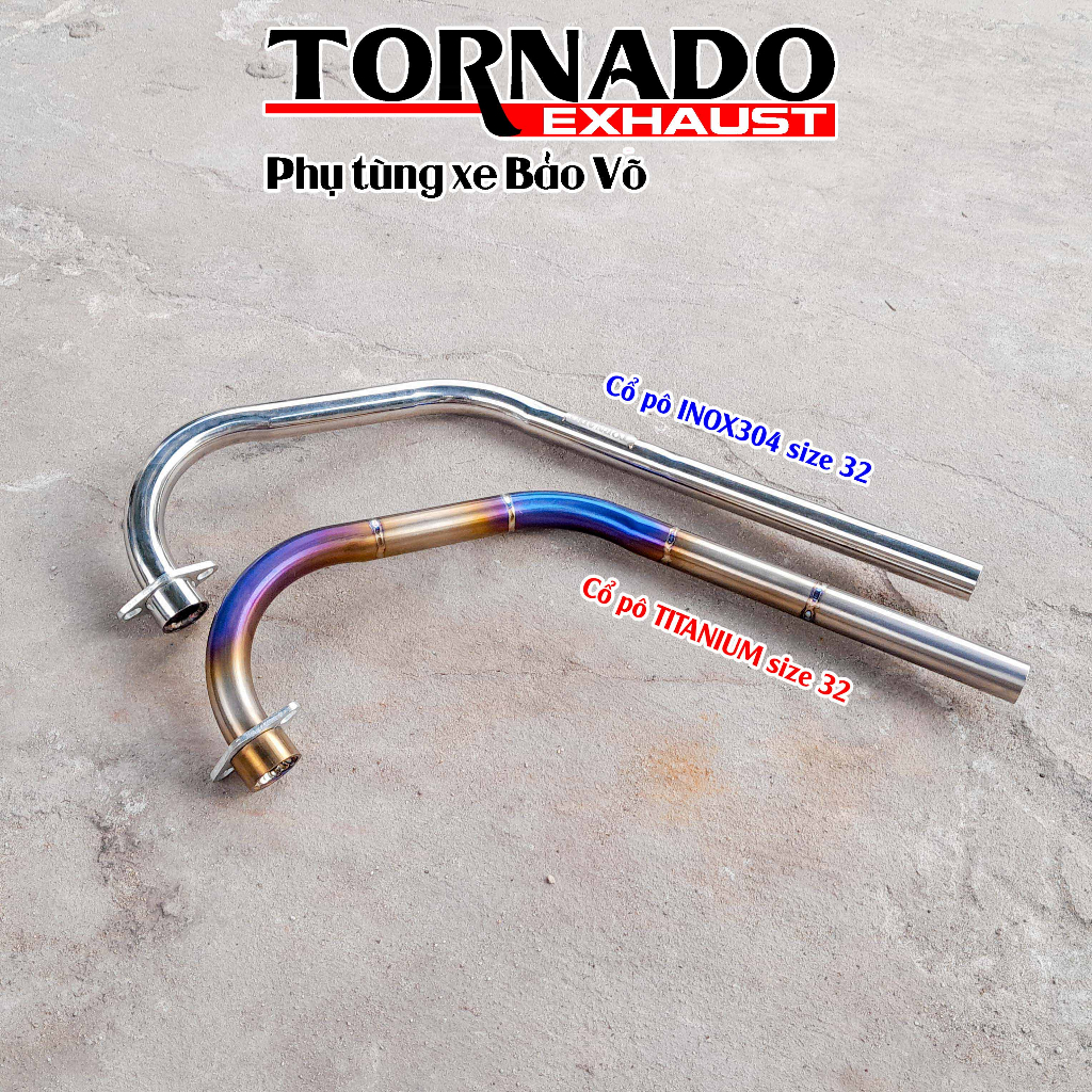 Cổ pô xe máy honda CG125, CG125fi chất liệu titan và inox304 thương hiệu TORNADO