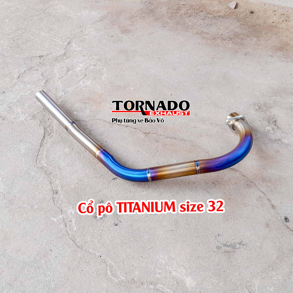 Cổ pô xe máy honda CG125, CG125fi chất liệu titan và inox304 thương hiệu TORNADO