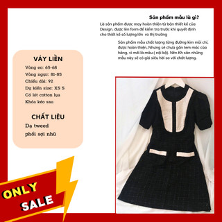Váy dạ tweed tiểu thư màu đen phổi cổ trắng  HÀNG MẪU