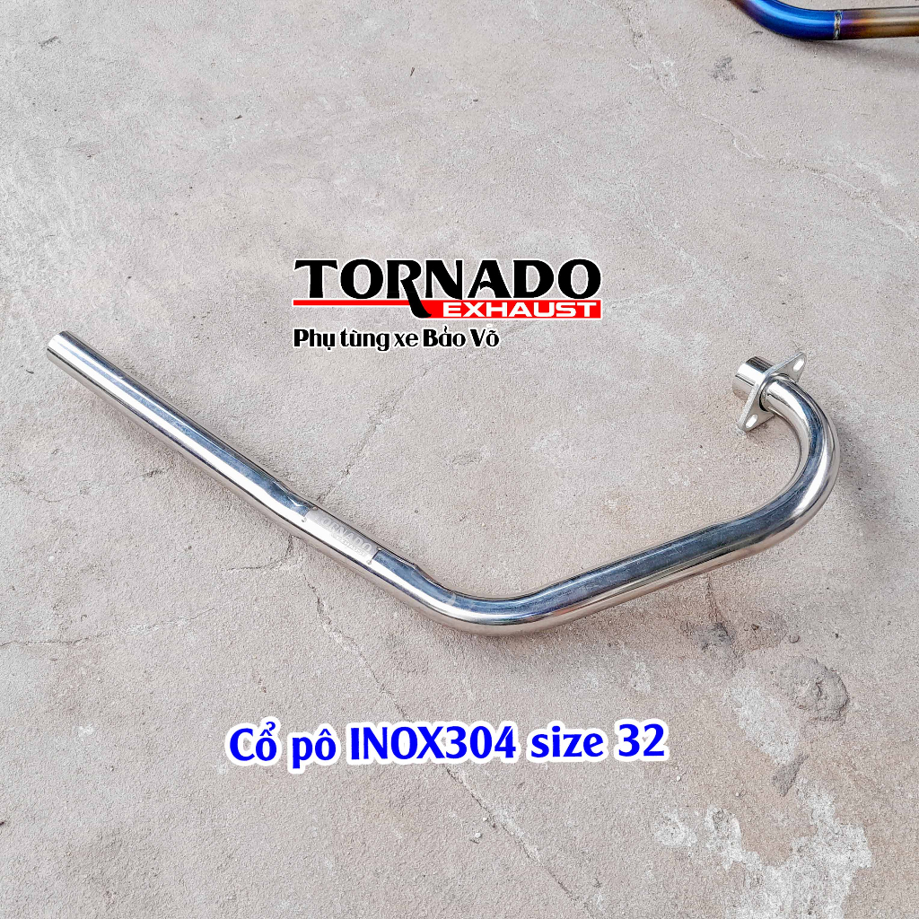 Cổ pô xe máy honda CG125, CG125fi chất liệu titan và inox304 thương hiệu TORNADO