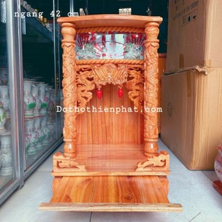 Bàn thờ thần tài ông địa ngang 42 cm quỳ trụ điện tử mẫu mới rất đẹp