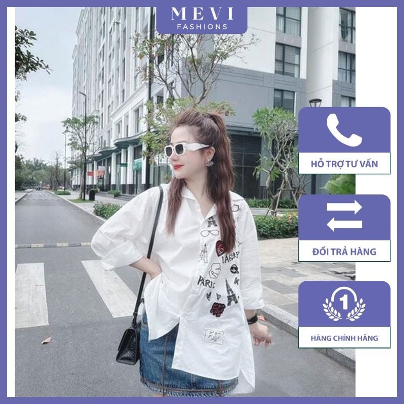 Áo sơ mi trắng from rộng thời trang phong cách nữ đẹp_A5038