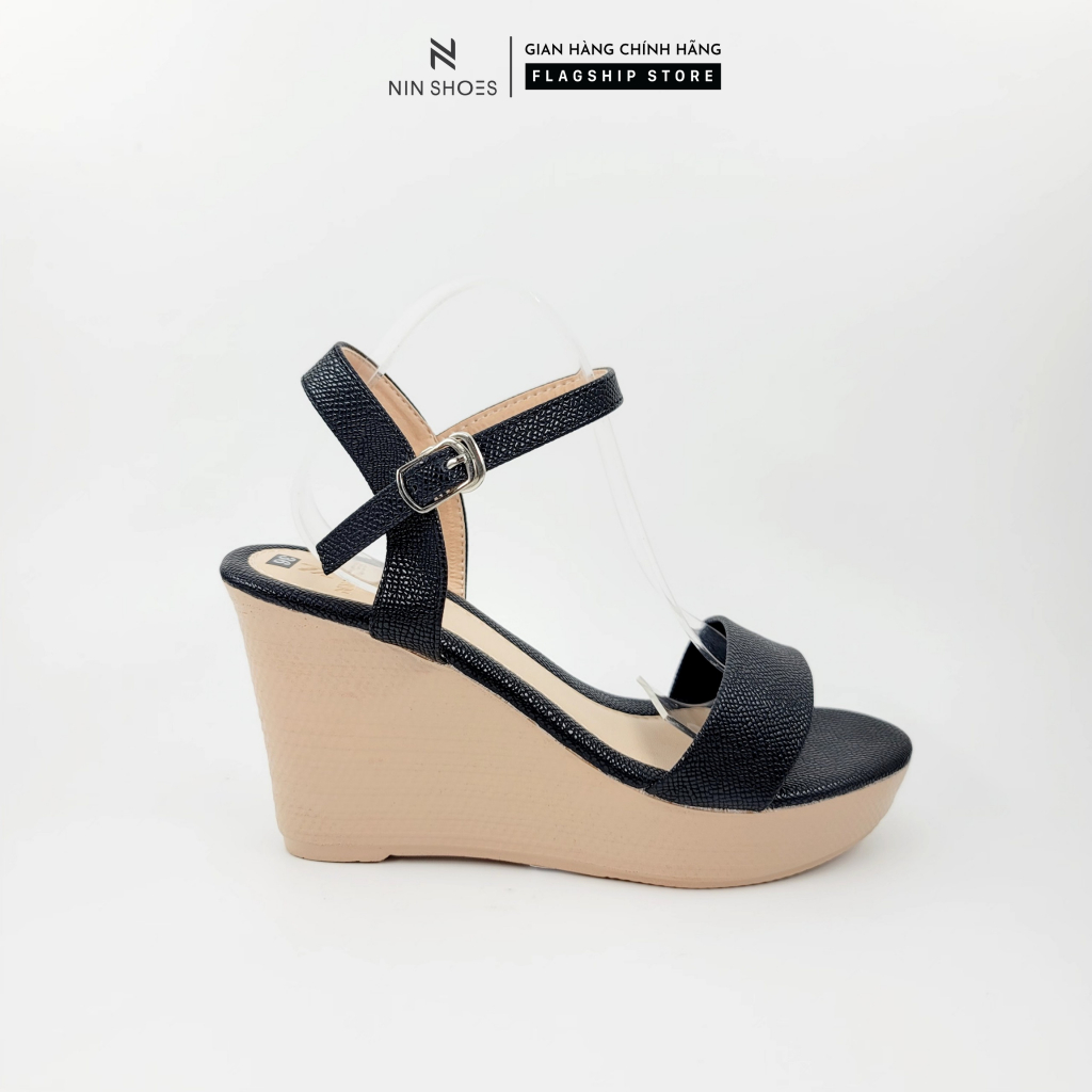 Giày nữ Ninshoes - Giày Sandal nữ cao gót 12p đế xuồng quai bản to siêu xinh 2023