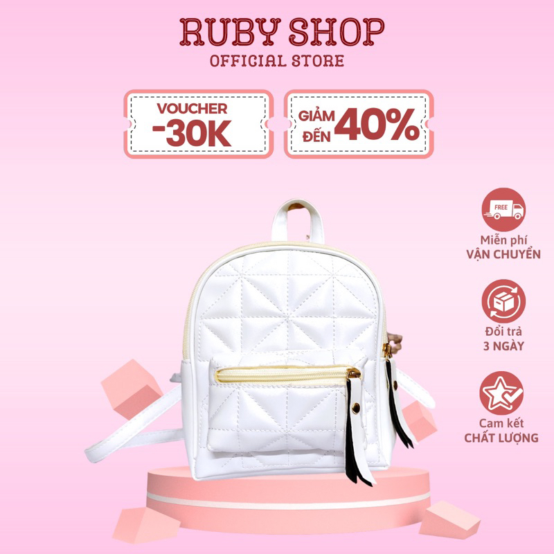 Balo mini da pu chần trám Ruby Shop đeo vai, đựng đồ siêu xinh
