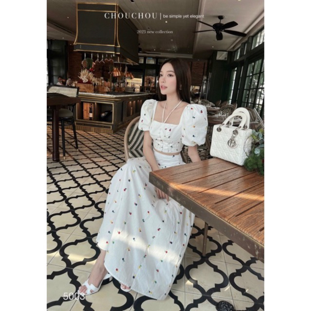 Sét Áo Yếm Hoa Nhí Kèm Chân Váy Xoè Maxi Du Lịch Hè 2023 GKT (HỎA TỐC)