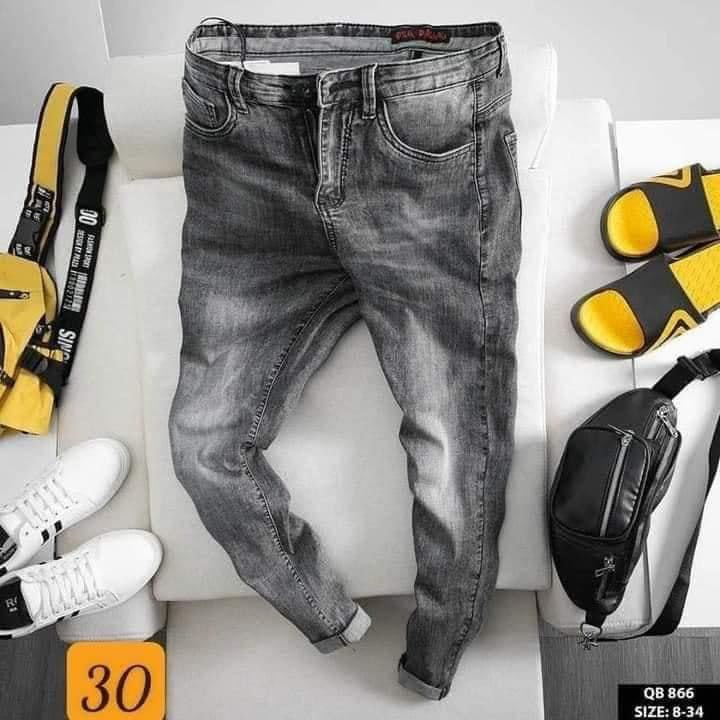 Quần Jean Nam xám trơn dễ phối cho nam chất liệu denim co giản chuẩn from dáng chuẩn size cho nam nhiều mẫu mới MS QJ30