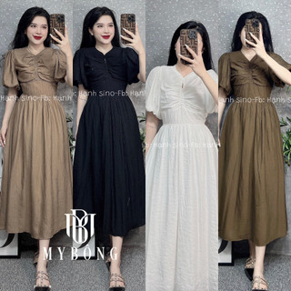 Váy maxi đũi dúm ngực dáng xòe,đầm xòe dúm ngực có lót trong