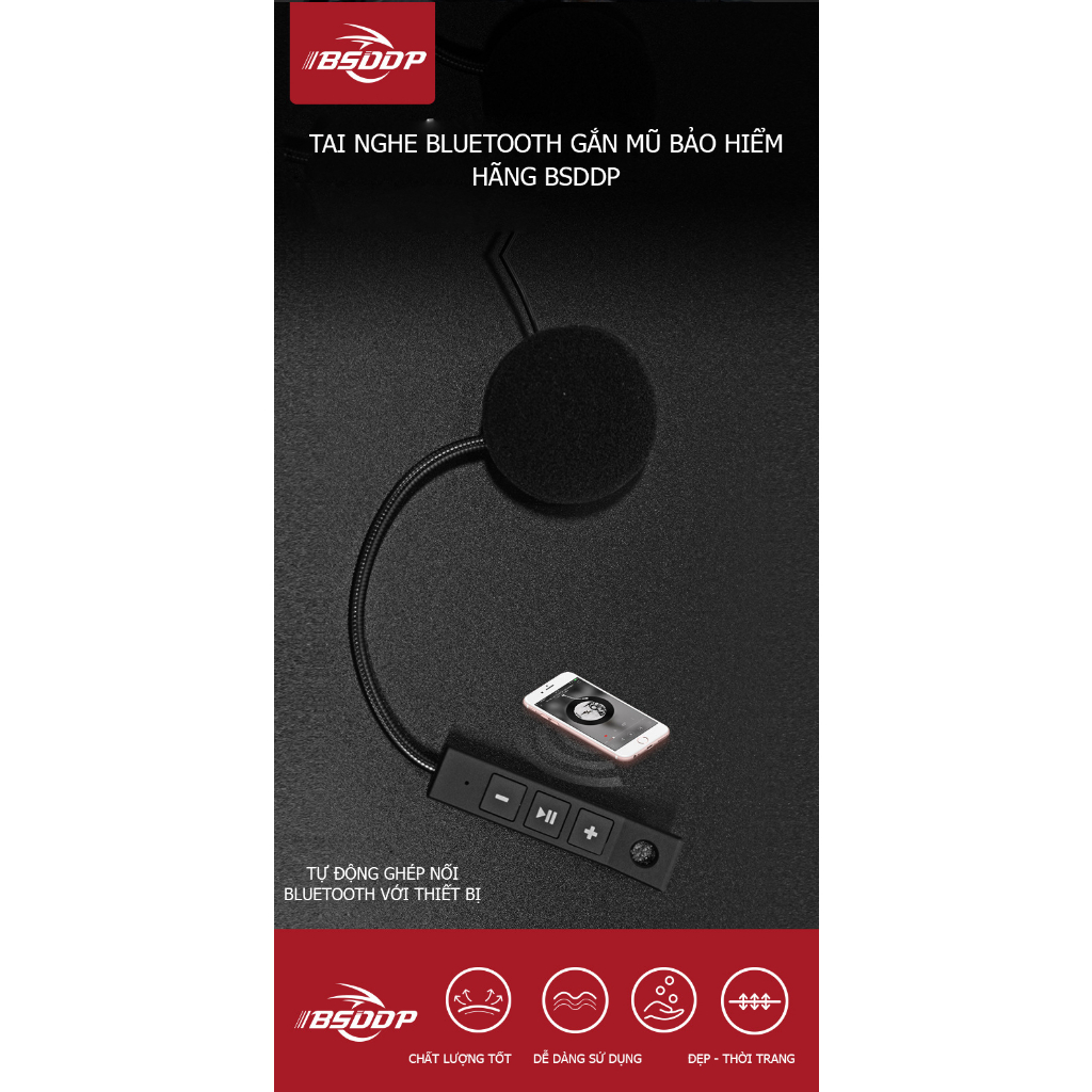 Tai nghe Bluetooth nghe nhạc, gọi nghe điện thoại gắn mũ bảo hiểm hãng BSDDP - Hội quán Phượt XTU khuyên dùng