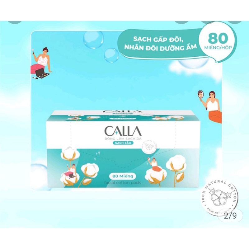 Bông tẩy trang Calla sạch sâu hộp 80 miếng