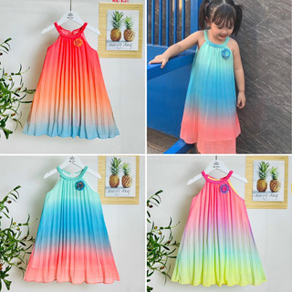 Váy maxi cổ yếm màu loang cho bé gái đi biển