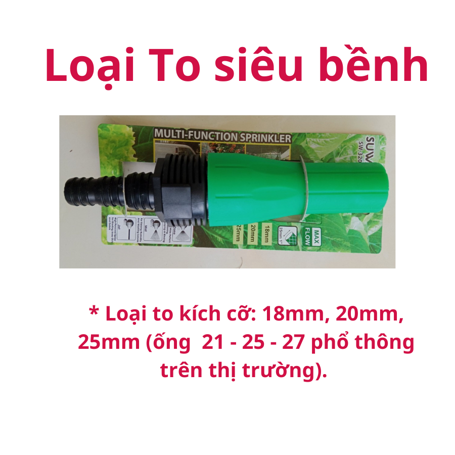 - Đầu vòi phun tưới cây xịt rửa xe sân vườn tăng áp đa năng - Hiệu SUWA