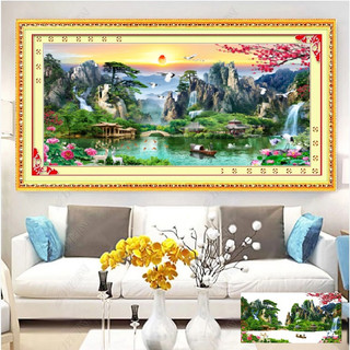 Trạnh thêu chữ thập Phong cảnh - Sơn thủy hữu tình