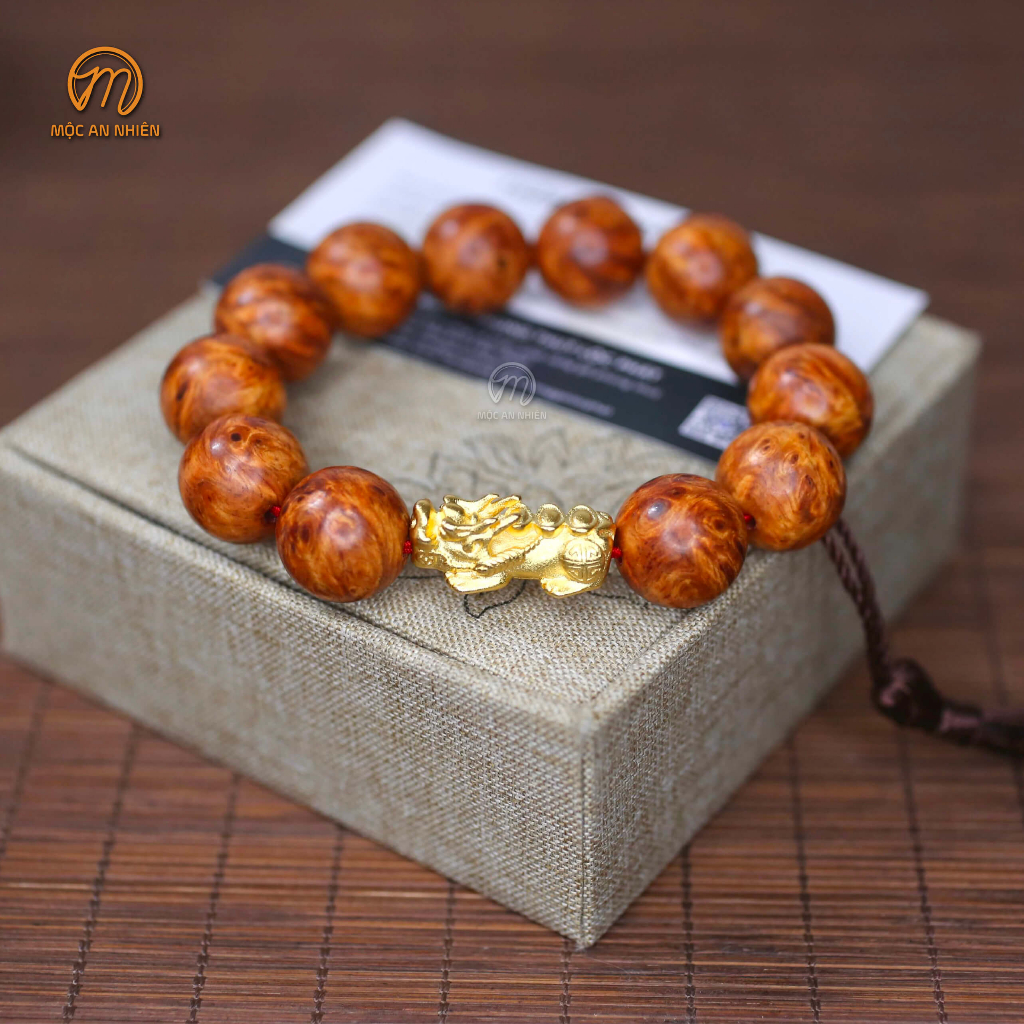 Vòng gỗ Nu Huyết Long mix tì hưu gỗ già, vân đẹp, mùi thơm, vòng gỗ Nu Huyết Rồng tì hưu