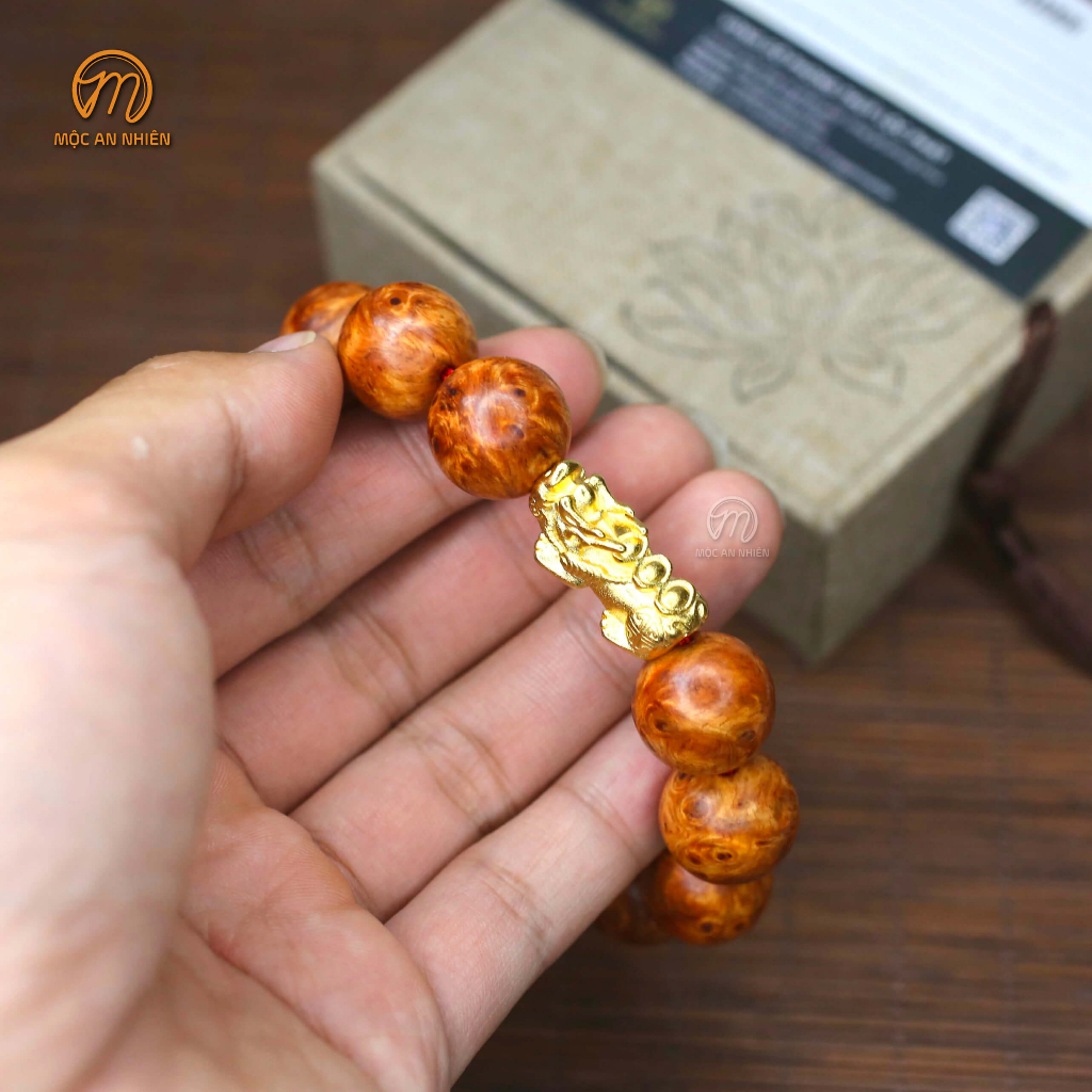 Vòng gỗ Nu Huyết Long mix tì hưu gỗ già, vân đẹp, mùi thơm, vòng gỗ Nu Huyết Rồng tì hưu