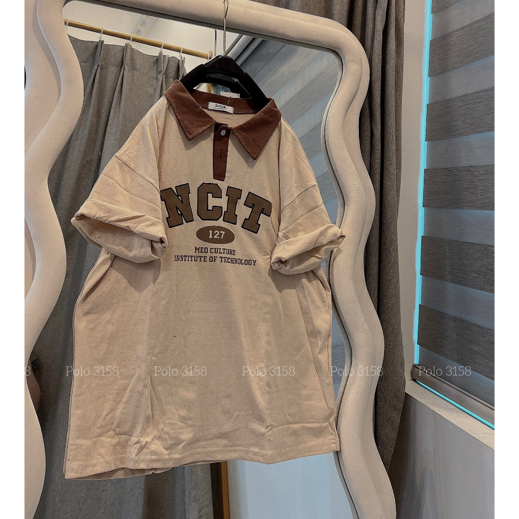 Áo Phông 3158 Cổ Bẻ Nam Nữ Unisex Tay Lỡ Dáng Rộng NCIT - Thun Polo Ngắn Tay Bigsize