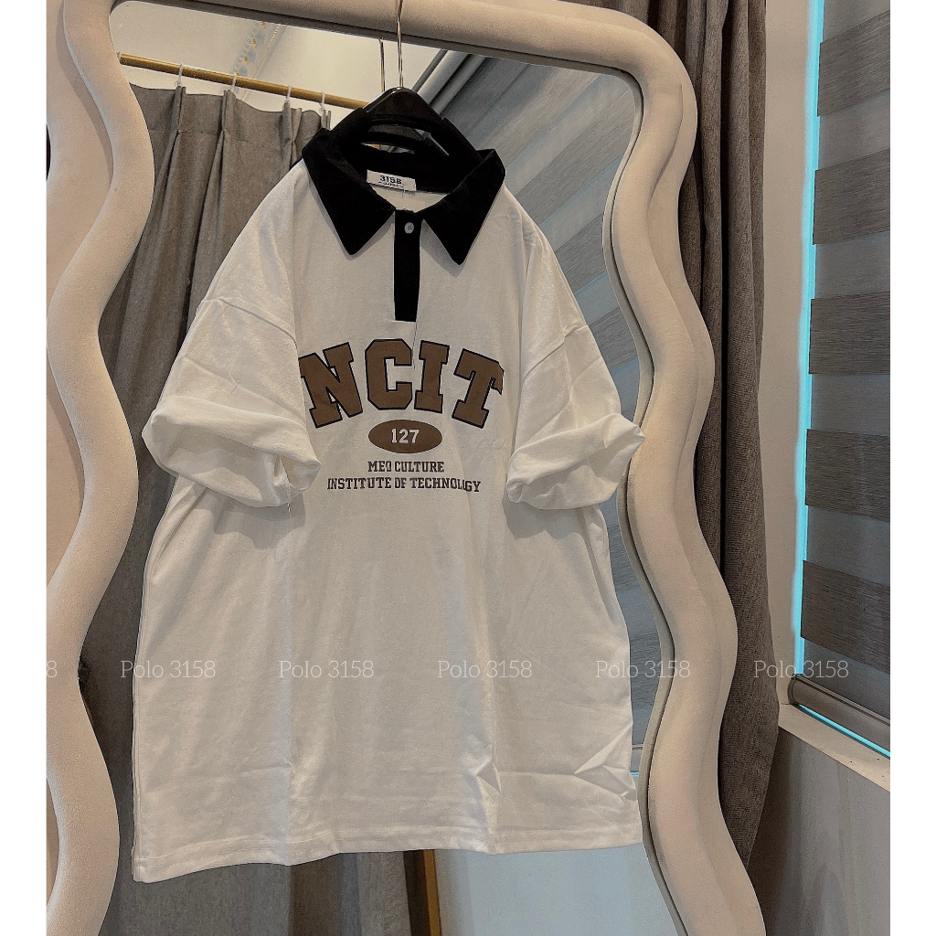 Áo Phông 3158 Cổ Bẻ Nam Nữ Unisex Tay Lỡ Dáng Rộng NCIT - Thun Polo Ngắn Tay Bigsize