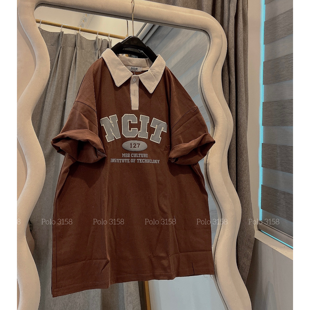 Áo Phông 3158 Cổ Bẻ Nam Nữ Unisex Tay Lỡ Dáng Rộng NCIT - Thun Polo Ngắn Tay Bigsize