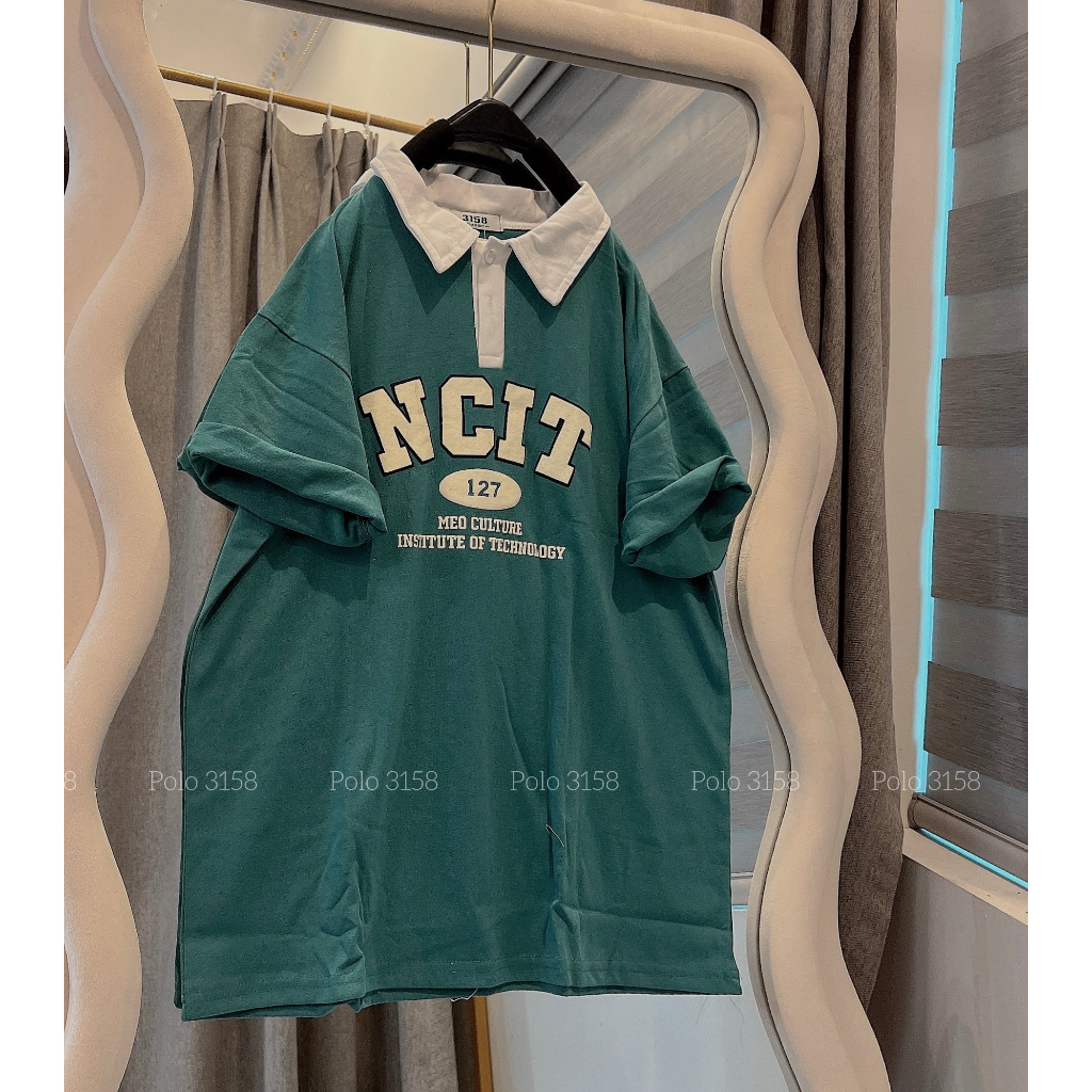 Áo Phông 3158 Cổ Bẻ Nam Nữ Unisex Tay Lỡ Dáng Rộng NCIT - Thun Polo Ngắn Tay Bigsize