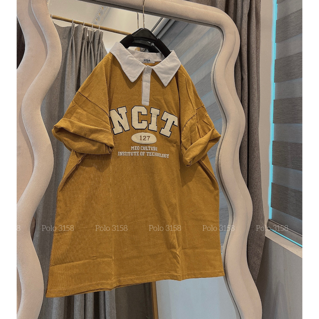 Áo Phông 3158 Cổ Bẻ Nam Nữ Unisex Tay Lỡ Dáng Rộng NCIT - Thun Polo Ngắn Tay Bigsize