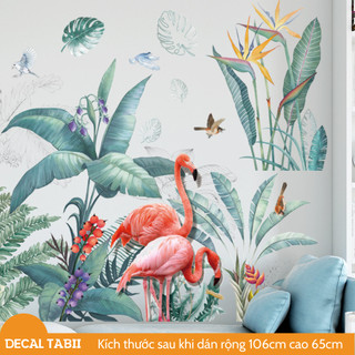 Decal dán tường hồng hạc thiên điểu trang trí phòng khách phòng ngủ