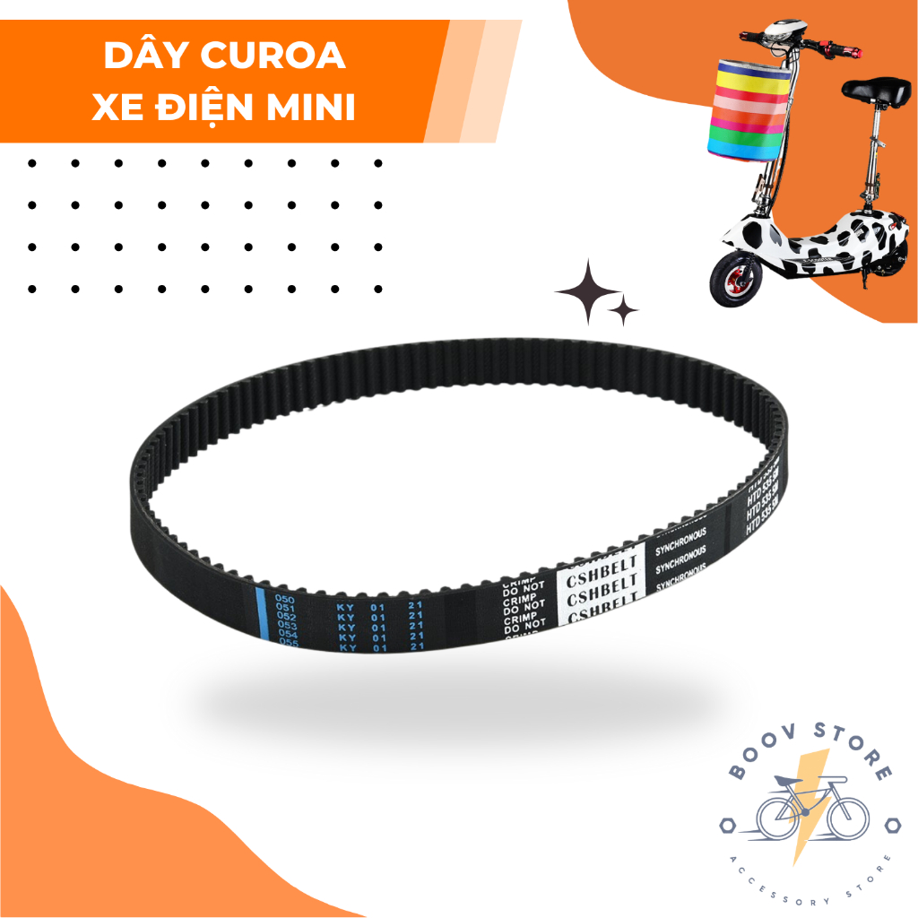 Dây Curoa Xe Điện Mini E-Scooter 8 Inch Chính Hãng CSHBelt (Dây Curoa HTD 535-5M-15, Đai truyền Xe Điện Mini)
