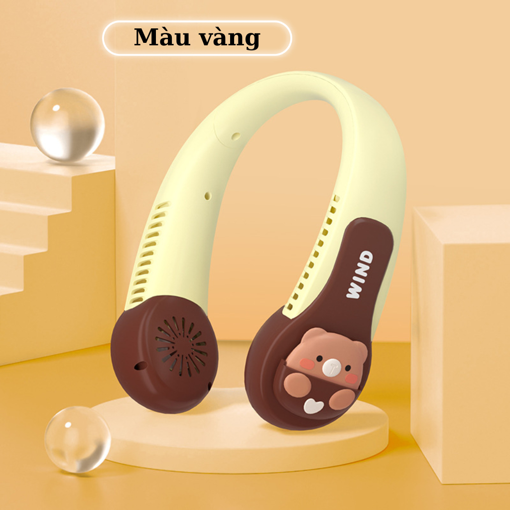 Quạt Đeo Cổ Mini Không Cánh WIND, Quạt Quàng Cổ Tích Điện Hình Con Vật Pin Lớn, 3 Chế Độ Kèm Bộ Sạc USB Tiện Lợi | BigBuy360 - bigbuy360.vn