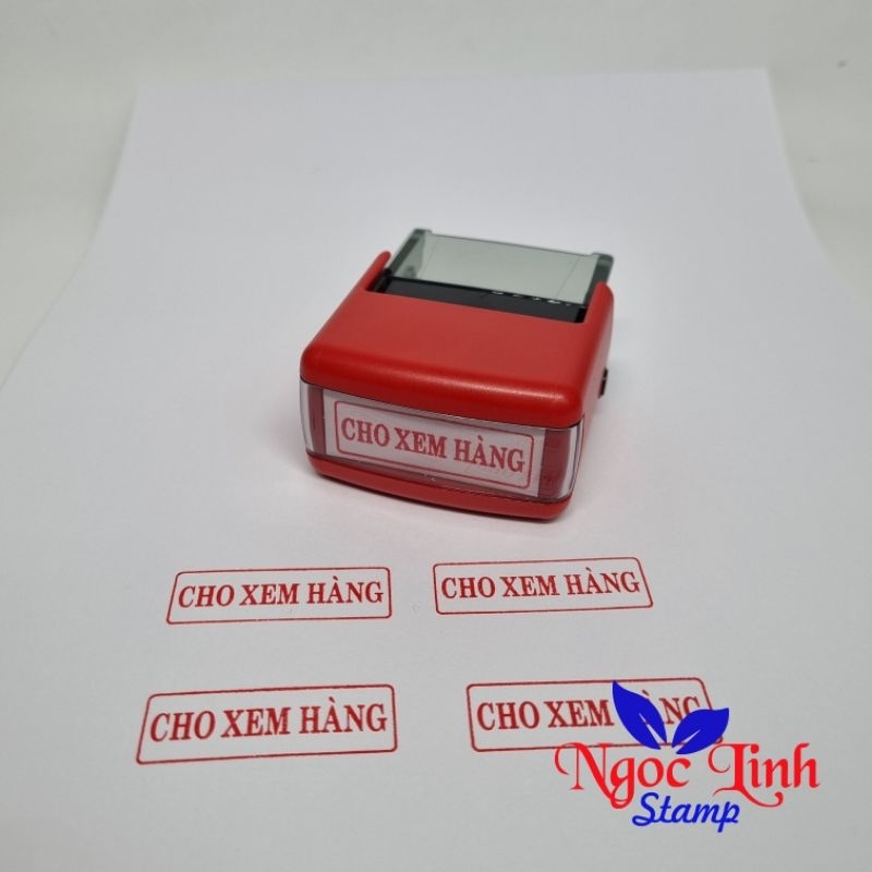 Con dấu CHO XEM HÀNG dùng để đóng dấu lên hộp carton gửi hàng, phiếu gửi hàng. Dấu Shiny S842 Mực Đỏ