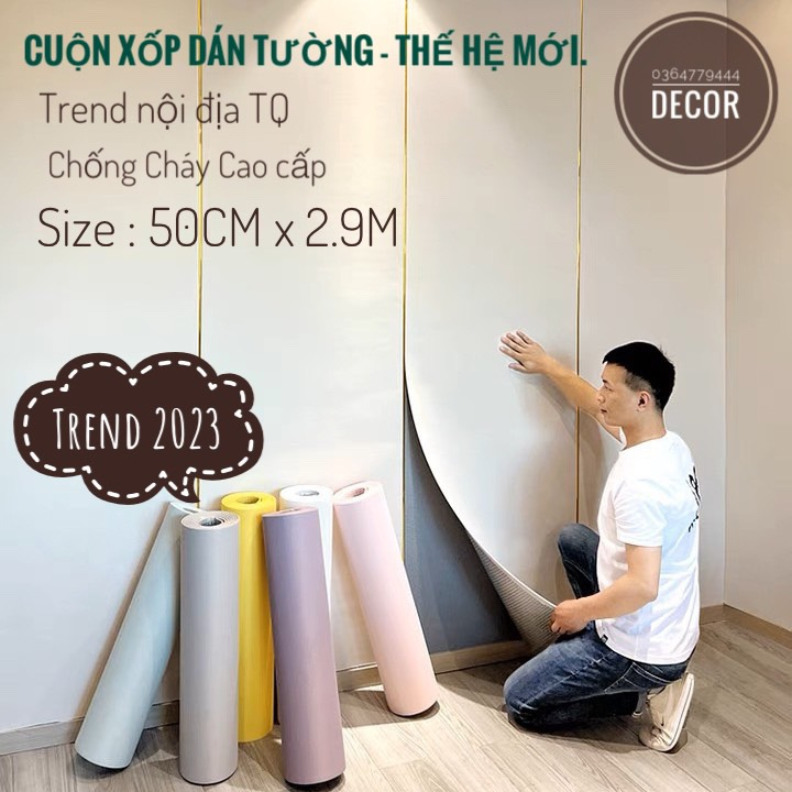 ( Cao Cấp ) - CUỘN Xốp Dán Tường 3D - thế hệ mới 2023. Tiện lợi khi sử dụng.