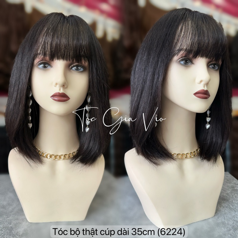NGUYÊN ĐẦU TÓC THẬT RÃNH DA ĐẦU CÚP NGẮN DÀI 35CM MÃ 6224