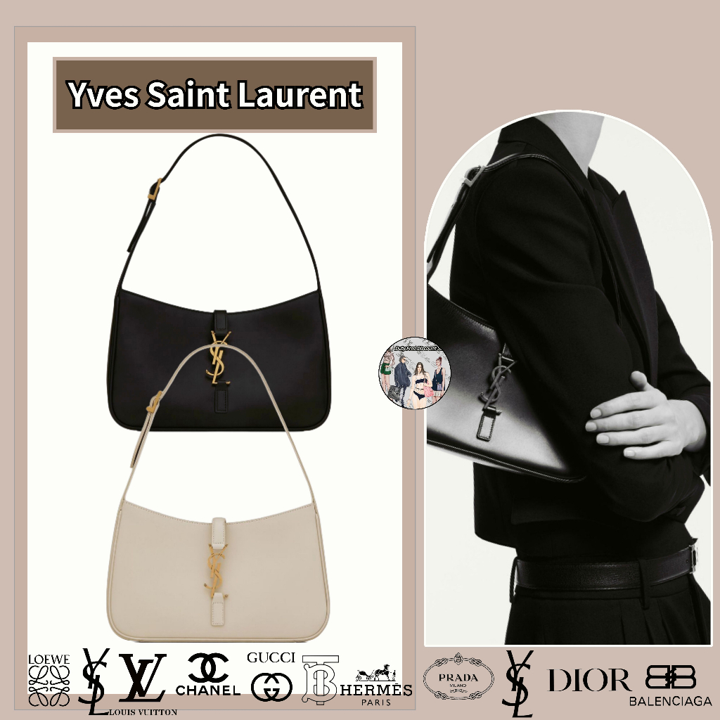 YSL Saint Laurent/LE 5 À 7 leather hobo bag/100% chính hãng