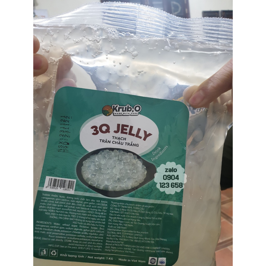 Thạch 3q trắng gói 1kg - trân châu ngọc trai loại 1kg tiện dụng