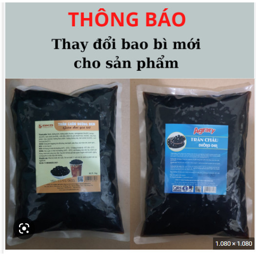 Thạch 3q trắng gói 1kg - trân châu ngọc trai loại 1kg tiện dụng