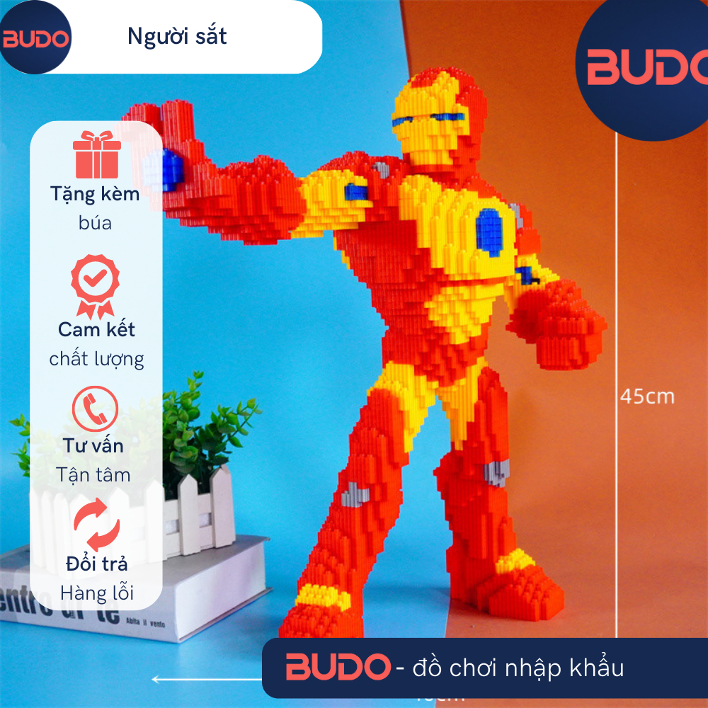 Xếp hình le go iron man người sắt avengers size to 45cm đồ chơi xếp hình nano 3d cho bé chuẩn mẫu