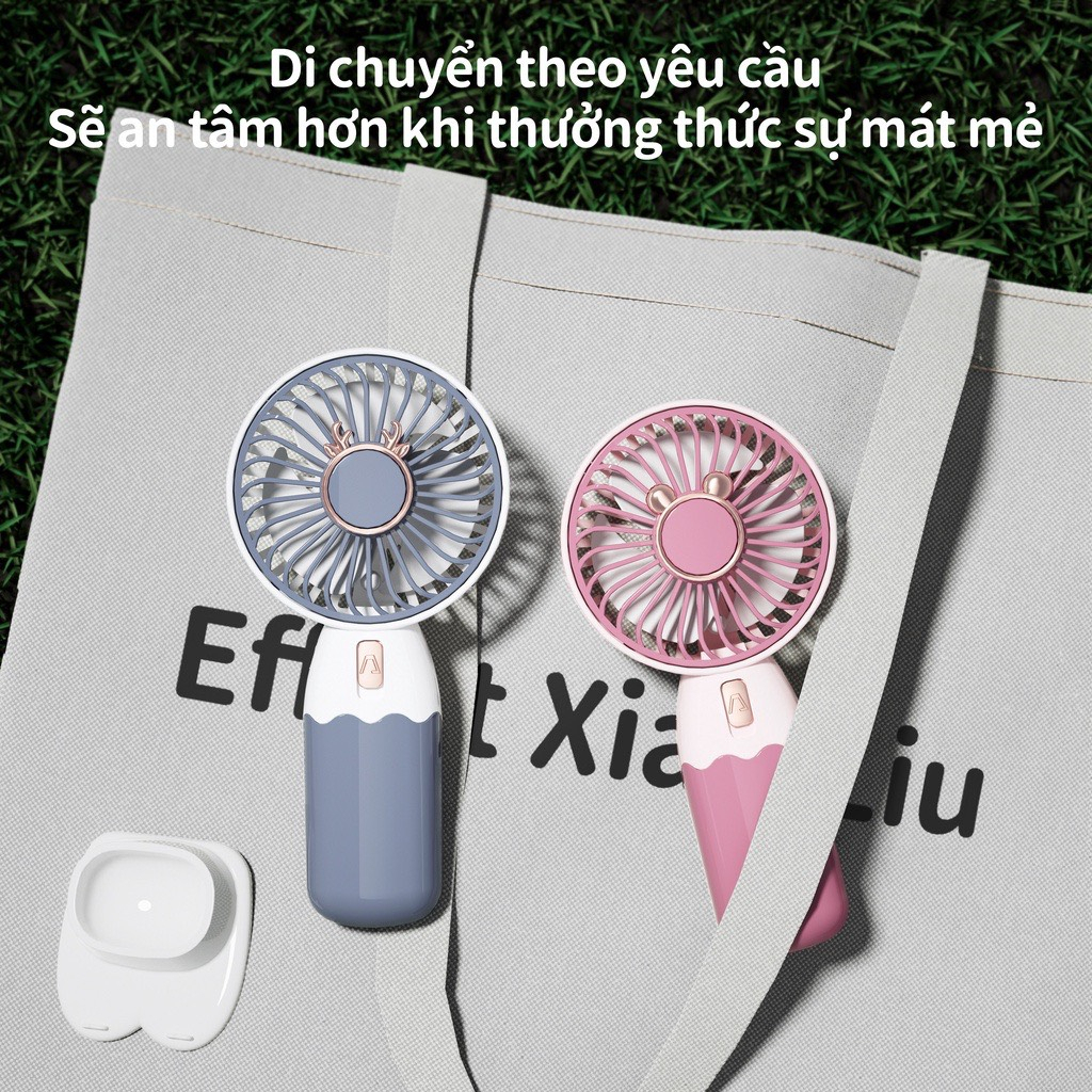 Quạt tích điện để bàn, quạt cầm tay mini mẫu mới 2023